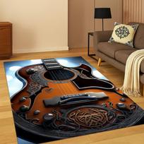 Electric Guitar Bass skull Carpet Rug for Bedroom Living Room Sofa Doormat Kitchen Home Decor,Kid Game Area Rug Non-slip Mat 40x60cm