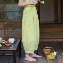 Women Cotton and Linen Loose Casual Elastic Waist Solid Color Versatile Harem Bloomer Pants L geltona