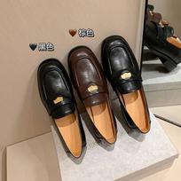 Basic model~ 2025 autumn new products, all-leather casual single shoes inside and outside, little rich woman gold coin loafers, women's confidentia 34 juoda