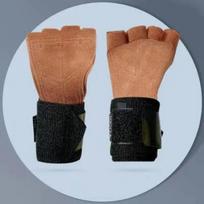 Cowhide Gym Gloves Wrist Brace Anti-Skid Weight Lifting Grip Pads Deadlifts Workout Fitness Gloves Pull Ups Bracer Protection S