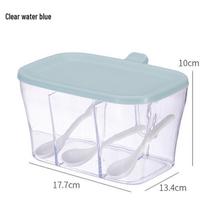 Moisture-Proof Multi-Compartment Spice Box with Spoon skaidri mėlyna spalva