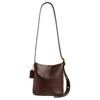 Coach Bleecker 21 logotipu reljefinė odinė kibiro formos rankinė Moteriškos rankinės Klevo rudos spalvos CCX07-B4MPL Basic Set (Bag+Dust Bag) gray