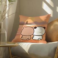 Popular Cartoon Bubu  Dudu Cute 4 Pillow Case DoubleSided Plush Sofa Cushion Covers Organic Breathable Invisible Zipper 30X30cm