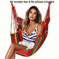 Vibrant Striped Canvas Hammock Chair - Multi-Functional, Durable Textured Fabric, Easy Care Indoor/Outdoor Swing