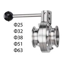 Sanitary Butterfly Valve 304 Stainless Steel Compact Quick Install Tri Clamp Valve Manual Clamped for Food Beer Brewing Cosmetic 32mm
