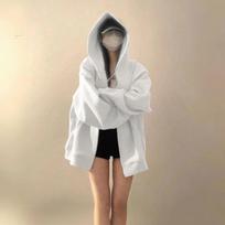 Women's Chic Hong Kong Style Retro Jacket - Thin Loose Hoodie for Spring & Autumn M [100-110 lbs]