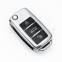 TPU Shell For VW Volkswagen Beetle Caddy Tiguan Polo Golf Passat Skoda Octavia Kodiaq Seat Leon Altea Car Key Case Cover Holder sidabras