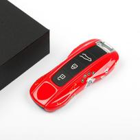 Red Mahjong Painting Car Key Case for Porsche Boxster Cayman Panamera Cayenne Macan 718/911 Taycan