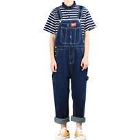 Men's Denim Overalls Cargo Baggy Jumpsuit with Roll-Up Hem – Casual Streetwear for Summer & Autumn, Loose Fit Plus Size Available M mėlyna