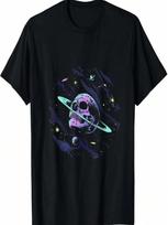 Pastel Goth Ring Of Saturn Planet Skull Galaxy Solar System T-Shirt S įvairiaspalvis