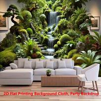 2D Lush Japanese Bonsai and Moss Wall Banner Photography Background Banner 47.2x31.5inch/120*80cm