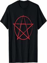 Funny Devil Cult Symbol Blood Red Circle And Star Horror T-Shirt S įvairiaspalvis