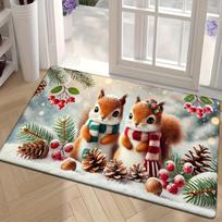Christmas Puppy Welcome Mat Non-Slip Floor Rug Bedroom Kitchen Bathroom Doormats Polyester Indoor Outdoor Rugs Home Decor Carp 40x60cm