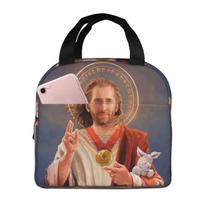Nicolas Cage, Saint Nicolas Of Cage Insulated Lunch Bag for Women Kids Portable Food Boxes Thermal Lunch Box Tote One Size