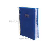 A5 Daily Agenda Journal Hard Cover Planner 2026 Portable Compact Organizer Notebook Monthly Weekly Habit Tracker Productivity mėlyna