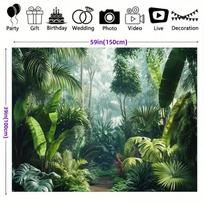 2D Lush Green Tropical Leaves Backdrop for Birthday & Wedding 47.2x31.5inch/120*80cm