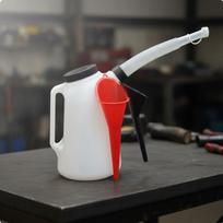 4L Oil Measuring Pitcher Includes Funnel Graduated Can with Flexible Spout HDPE Material Fluid