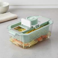 Kitchen Prep Tool with Container Stainless Steel Vegetable Cutter Easy to Clean
