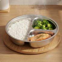 MultiCompartment Food Steamer Easy to Clean Stainless Steel Divided Steaming Plate Large Three Grids
