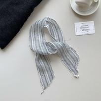Hong Kong style linen retro plaid headband small silk scarf women's spring and autumn thin scarf streamer tied bag neck scarf headscarf 8-95
