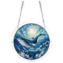 Acrylic Whale Puzzle Suncatcher Window Hanging Ornament with Chain Stained Glass Style Round Sun Catcher Panel for Home Decor One Size juoda