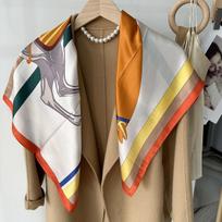 Fashion pony big-name style printing silk 90 square scarf autumn and winter warm shawl high-end gift matching silk scarf 88*88cm