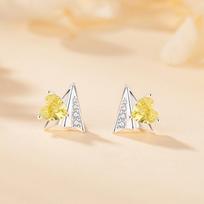 Tichia S925 Sterling Silver Heart & Airplane Zircon Stud Earrings for Women 925 Sterling Silver