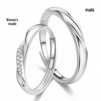 Exquisite 999 Sterling Silver Mobius Couple Rings - Luxury, High-End, Open Design Adjustable Open Ring
