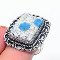 K2 Blue Azurite Handmade 925 Sterling Silver Jewelry Ring Size 8 G2m99
