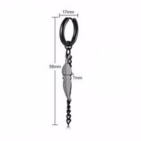 SMALL TREE SINGLE SPIKE ONCH EARRINGS FOR MEN HUGGIE HINGED STAINLESS STEEL MALE Zircon 1 pair