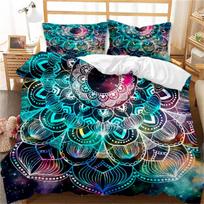 Bohemiškas Mandala antklodės užvalkalų rinkinys Dvivietis Karalienės Karališko dydžio Pilnas dydis, Mėlynas Boho Šik Mikropluošto patalynės rinkinys berniukams, mergaitėms, vaikams ir paaugliams Eu Twin 135x200cm
