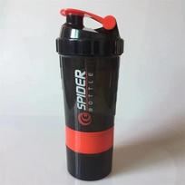 3 Layer Shake Cup Protein Powder Stirring CupBody-Building Exercise Bottle Fitness Sports Milk Shake Cup Gift Large Capacity 501-600ml raudona