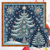 Christmas Scenery Full 14CT DIY Counted Cross Stitch Kits Embroidery Needlepoint Starter Kits for Beginners Adults Home Decor