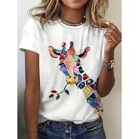 European Size Vibrant Women's Casual Short Sleeve T-Shirt | Round Neck Tee,Animal Graphic Shirt, Seasonal Clothing, Playful Design, Comfortable Fit S balta