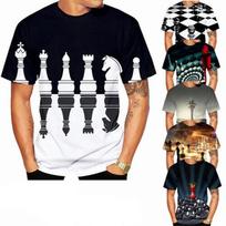 3D Print Chess Graphic Tshirt Tees Streetwear Womens Mens Short Sleeve Casual Tshirts Summer Oversized Kids Chess Shirt XXS