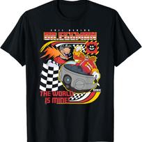 Sonic The Hedgehog Dr Eggman Speeder Race Retro Chest Poster T-Shirt S įvairiaspalvis