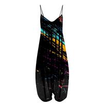 Fashion Racerback Jumpsuit Spaghetti Straps Vintage Paisley bendras kombinezonas moterims XXXL juoda