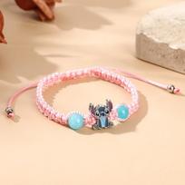 Adorable Stitch Cartoon Woven Bracelet Figure Pattern Wristand Gift Adjustable Buckle Bracelets designed for Children Girls Birth Date Present