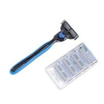 Manual Shaving Razor, 3-layer Razor, Three-layer Blade Facial Shaving Tool, Universal Men's Beard Trimmer 1 handle + 5 blades