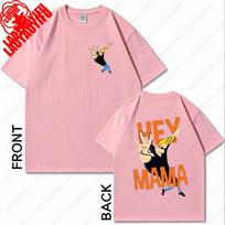 Johnny Bravo Gym Print with Front and Back TShirt Vintage 90s Cartoon Anime Cotton Clothing Weightlifting Barbell Fitness Tees 4XL