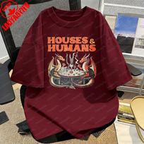 Dragons Playing Chess Houses and HuUnisexs Tee Fantasy Gamer Casual Cotton Shirt Trendy Cute Fashion Tops Unisexs Clothing Camisetas 4XL