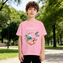 Kids Graphic Crew Neck Short Sleeve Casual Loose Fit T-Shirt Comfortable Lightweight Cotton Top for Everyday Wear 100 rožinė
