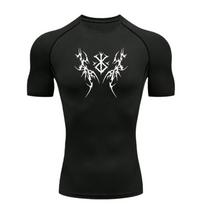 Men's Sports T-shirt Training Fitness High Elasticity Gym Compression Y2k Workout Athletic Tees Rashguard Moisture-Wicking Tops S