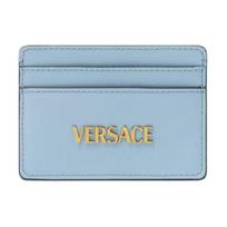 Versace Tag Gold Metal Trim Leather Card Holder Women Accessories Light-Blue 1020081-1A13677-1VD6V Basic Set (Bag+Dust Bag)
