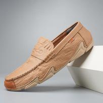 Genuine Leather Casual Slip On Loafers Moccasins Flat Driving Shoes for Men Size 39-46 41 ruda