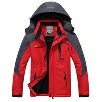 Winter Parkas Men Windproof Windbreak Plus Velvet Thick Warm Jacket Parkas Coat Men Military Hooded Parkas Jacket Men Size L 50-60KG raudona