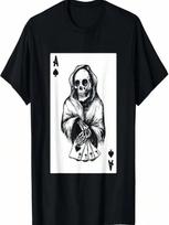 Skull Death Gambler Texas Holdem Poker Ace Card T-Shirt S įvairiaspalvis