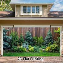 2D Green Forest Garage Door Cover Evergreen Tree Nature Yard Backdrop 47.2x31.5inch/120*80cm