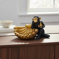 Banana Primate Statue Desktop Decoration Ape Ornament Creative Design Resin Monkey Figurine