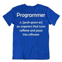 Programmer T-Shirt Coffee And Piza Software Tee Coder Joke Shirt 2XL
